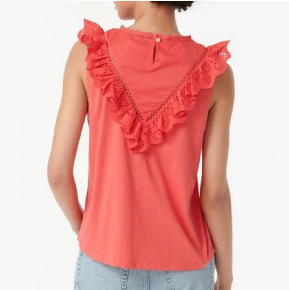 J Crew Eyelet Ruffle Front Tank - Picture 6 of 9